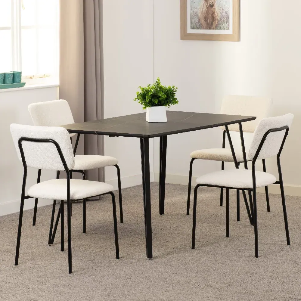 Mequon Rectangular Dining Table with 4 Sedona Chairs - Ivory