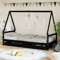 Merano Single Daybed with Storage - Black, Pine