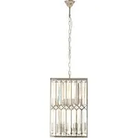 Merced Cylindrical Chandelier Ceiling Light - Nickel, Crystal