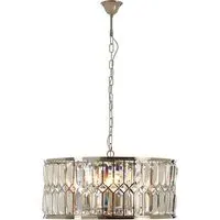 Merced Round Chandelier Ceiling Light - Nickel, Crystal