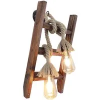 Merdiven Wall Light with 2 x E27 Holders - Walnut, Solid Pine alternate view