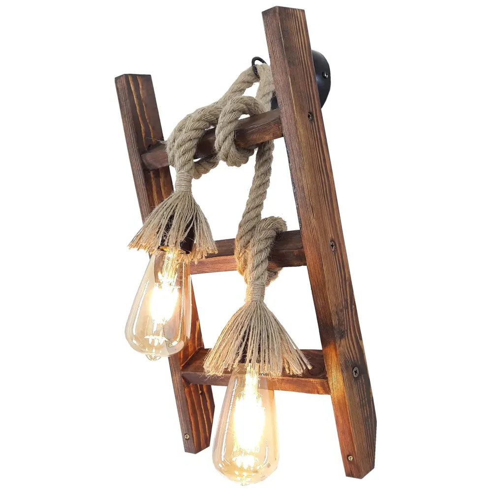Merdiven Wall Light with 2 x E27 Holders - Walnut, Solid Pine product