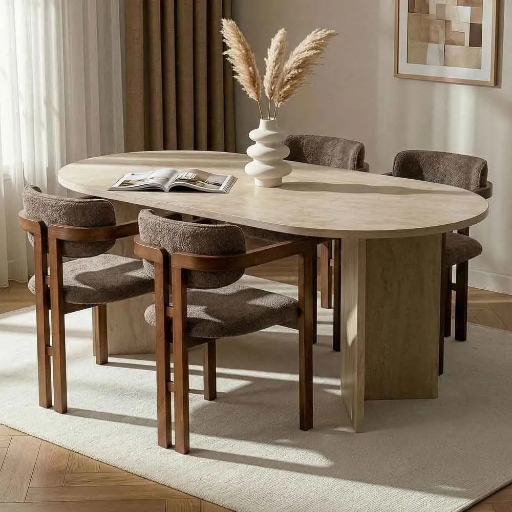 Meridale Oval Dining Table & 4 Chairs - Walnut, Melamine product