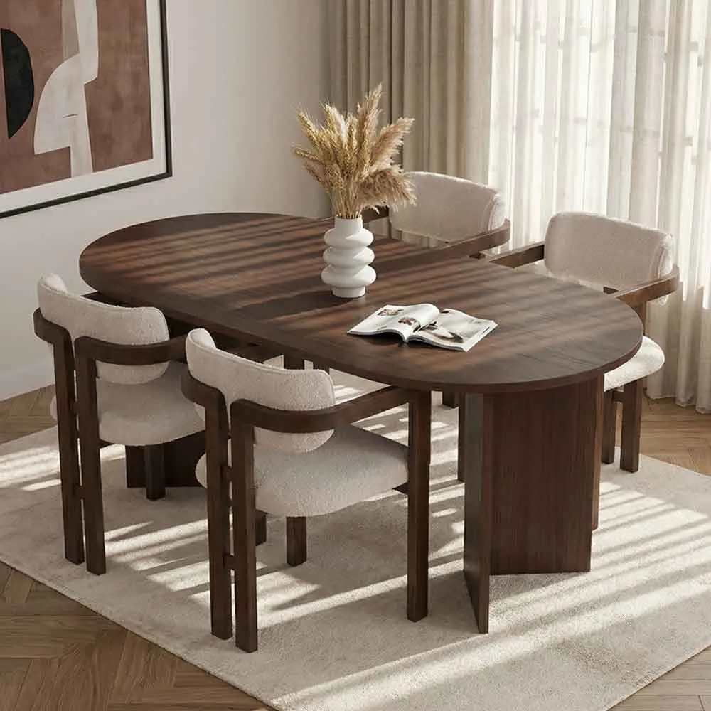Meridale Oval Dining Table & 4 Chairs - Walnut, Melamine product