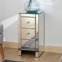 Meriden Mirrored Chest of 3 Drawers - Silver