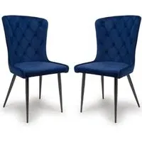 Merill Dining Chairs with Metal Legs - Navy, Fabric