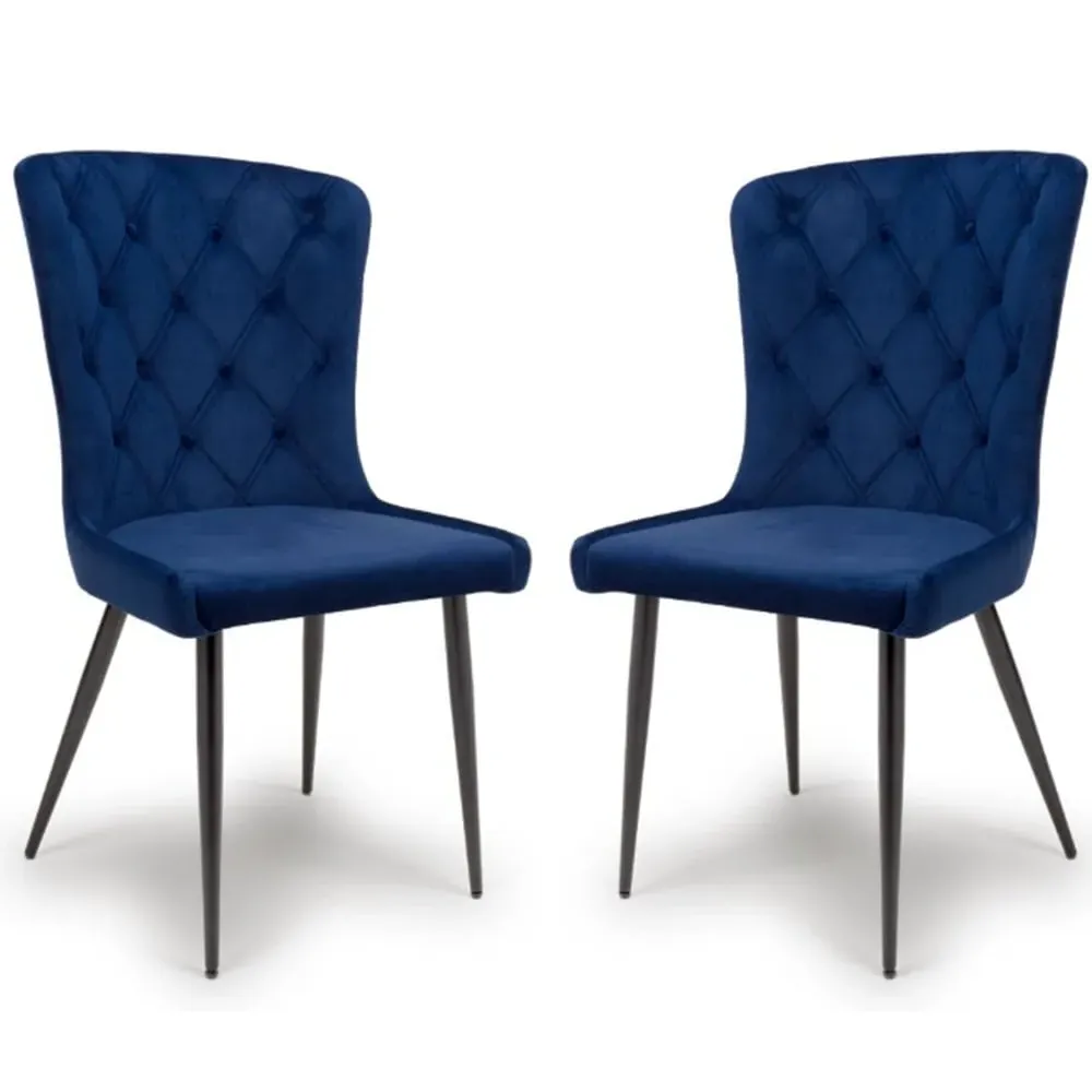 Merill Dining Chairs with Metal Legs - Navy, Fabric
