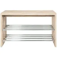 Merin Shoe Bench with Storage - Oak, Chrome