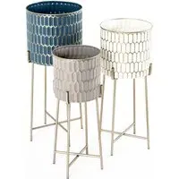 Merksem Set of 3 Planters - Taupe, Metal
