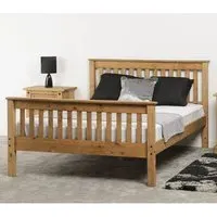 Merlin King Size High Foot Bed Frame - Waxed Pine