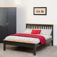 Merlin King Size Low Foot Bed Frame - Dark Grey, Oak