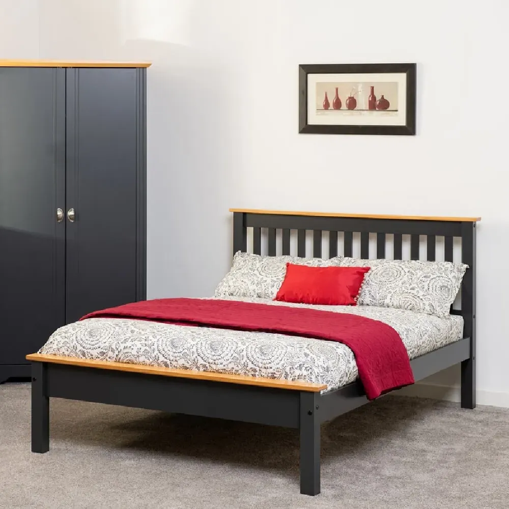 Merlin King Size Low Foot Bed Frame - Dark Grey, Oak
