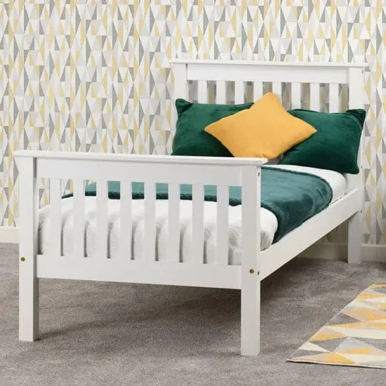 Merlin Single High Foot Bed Frame - White