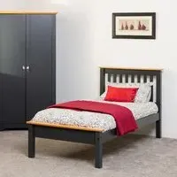 Merlin Single Low Foot Bed Frame - Dark Grey, Oak
