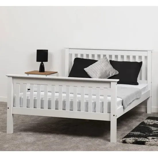 Merlin Small Double High Foot Bed Frame - White