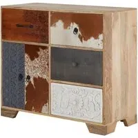 Merova Sideboard with 2 Doors 4 Drawers - Multicolour, Mango Wood