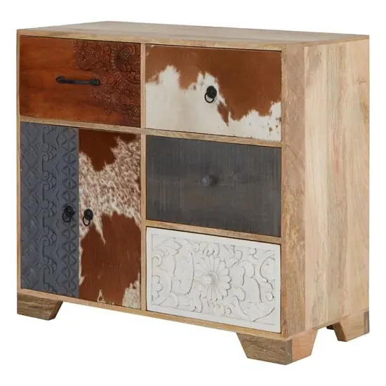 Merova Sideboard with 2 Doors 4 Drawers - Multicolour, Mango Wood image