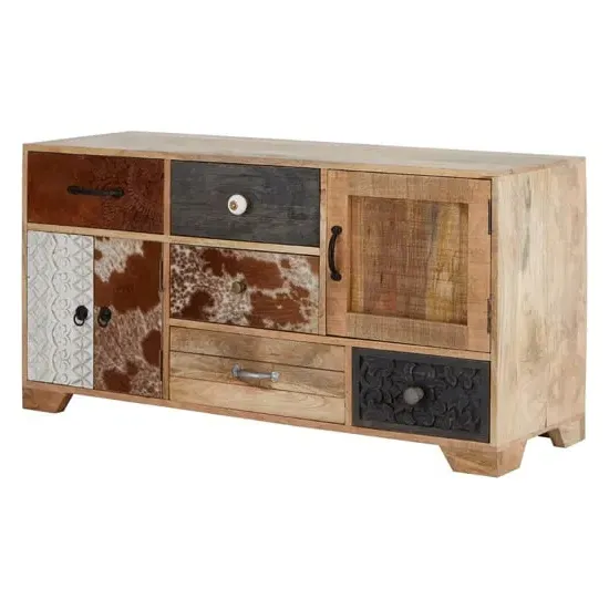 Merova Sideboard with 3 Doors 5 Drawers - Multicolour, Mango Wood