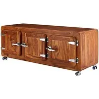 Merova TV Stand with 3 Doors - Brown, Sheesham Wood