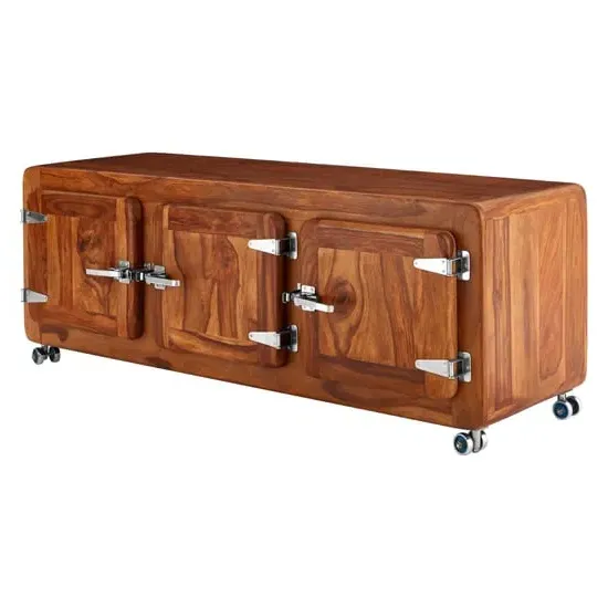 Merova TV Stand with 3 Doors - Brown, Sheesham Wood