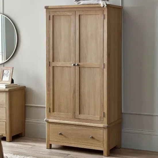 Merritt 2 Door Wardrobe with Drawer - Limed Oak