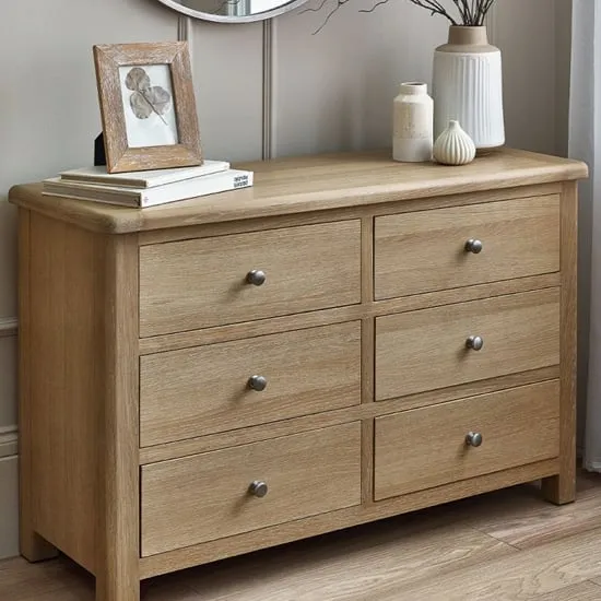 Merritt Wide 6 Drawer Chest - Limed Oak