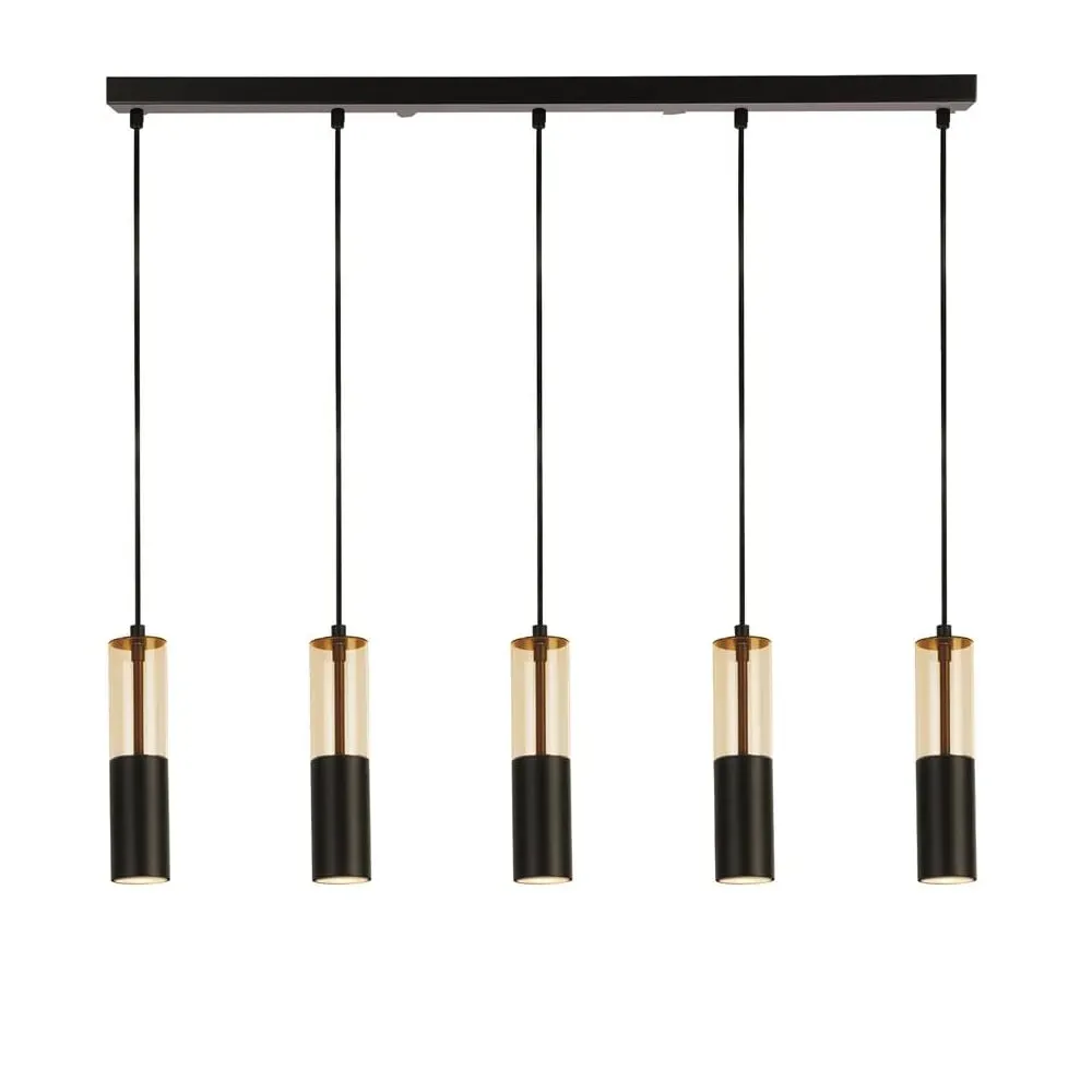 Merrygold 5 Light Bar Pendant Light - Black, Acrylic