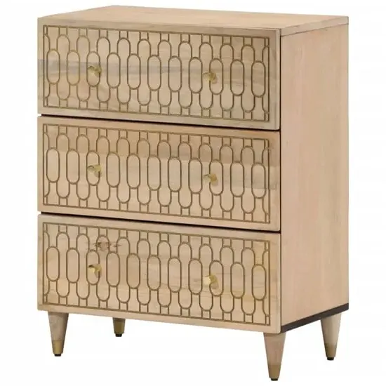 Merton Wooden Chest of 3 Drawers Wide - Brown image