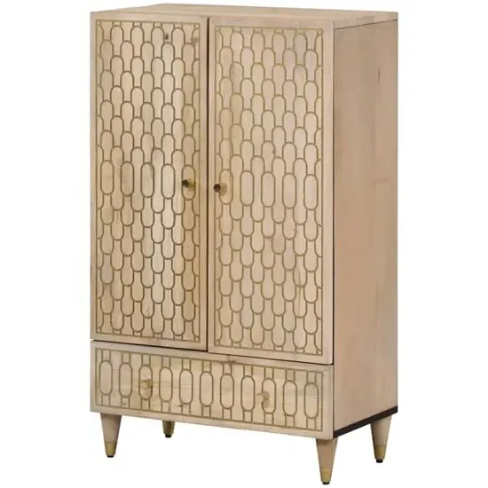 Merton Wooden Highboard with 2 Doors 1 Drawer - Brown