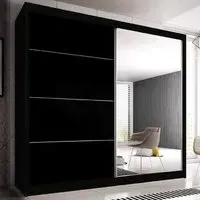Mesa 183cm Mirrored Wardrobe with Sliding Doors - Black Gloss