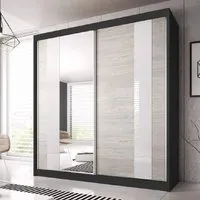 Mesa 183cm Mirrored Wardrobe with Sliding Doors - Matt Black