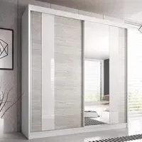 Mesa 203cm Mirrored Wardrobe with Sliding Doors - Matt White