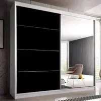 Mesa 203cm Mirrored Wardrobe with Sliding Doors - White Black