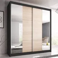 Mesa 233cm Mirrored Wardrobe with Sliding Doors - Matt Black