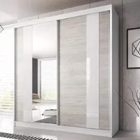 Mesa 233cm Mirrored Wardrobe with Sliding Doors - Matt White