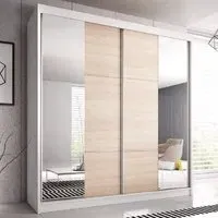Mesa 233cm Mirrored Wardrobe with Sliding Doors - Matt White