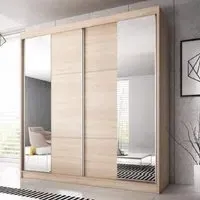 Mesa 233cm Mirrored Wardrobe with Sliding Doors - Sonoma Oak