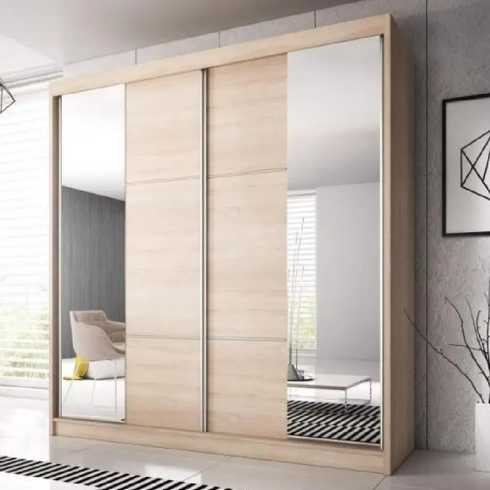 Mesa 233cm Mirrored Wardrobe with Sliding Doors - Sonoma Oak