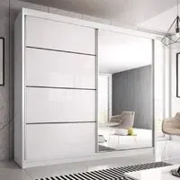 Mesa 233cm Mirrored Wardrobe with Sliding Doors - White Gloss