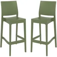 Mesa Bar Stools Set of 2 - Olive Green, Polypropylene alternate view