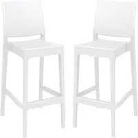 Mesa Bar Stools with Footrest (Set of 2) - White, Polypropylene alternate view