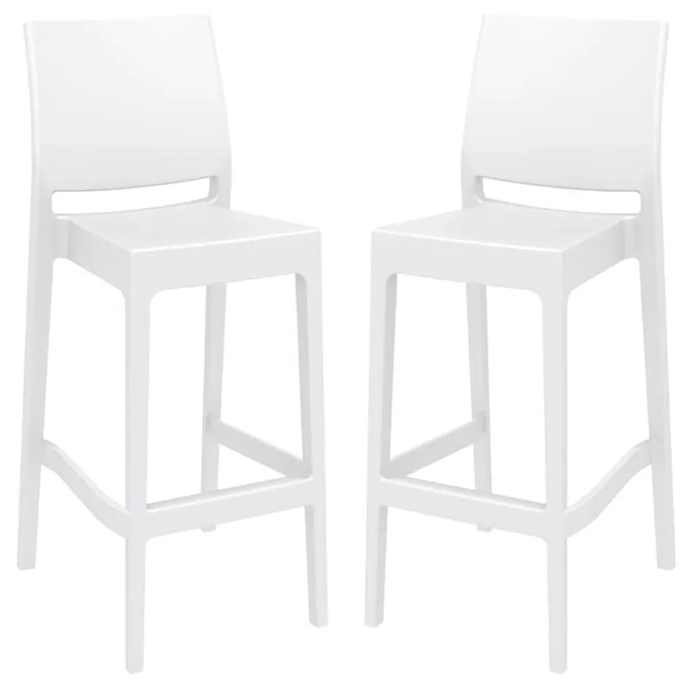 Mesa Bar Stools with Footrest (Set of 2) - White, Polypropylene product