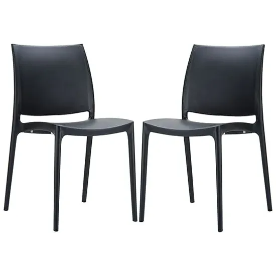 Mesa Dining Chairs in Pair - Black, Polypropylene image