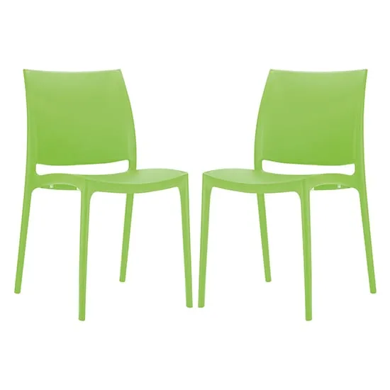 Mesa Dining Chairs in Pair - Green, Polypropylene