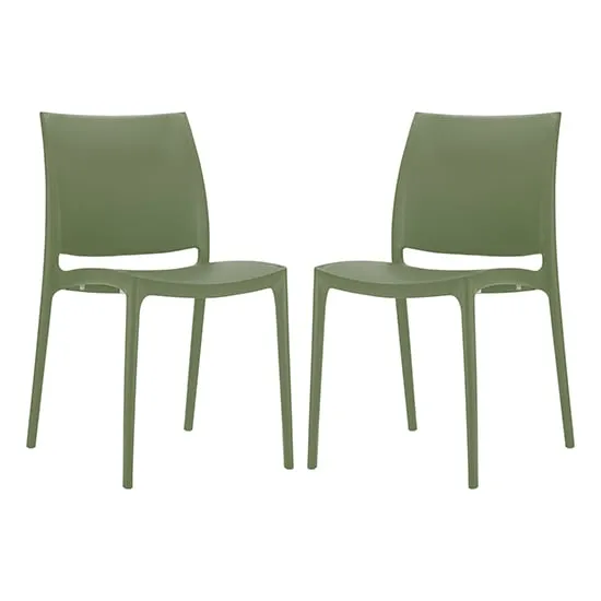 Mesa Dining Chairs in Pair - Green, Polypropylene