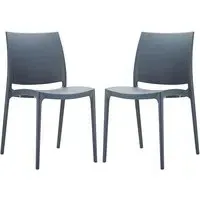 Mesa Dining Chairs in Pair - Grey, Polypropylene