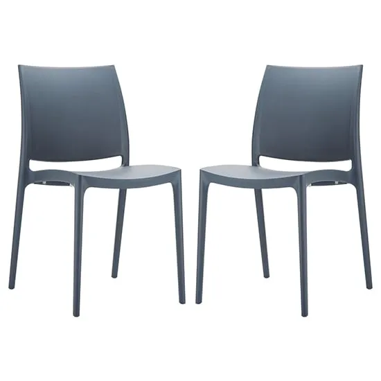Mesa Dining Chairs in Pair - Grey, Polypropylene