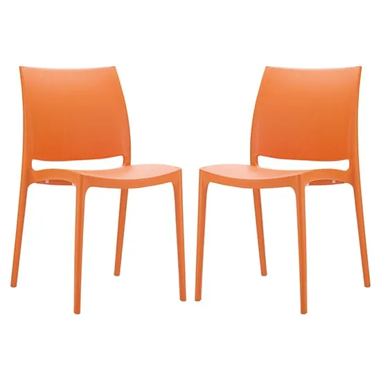 Mesa Dining Chairs in Pair - Orange, Polypropylene