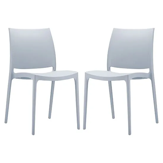 Mesa Dining Chairs in Pair - Silver, Polypropylene