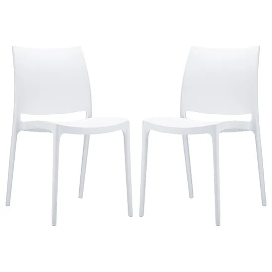 Mesa Dining Chairs in Pair - White, Polypropylene